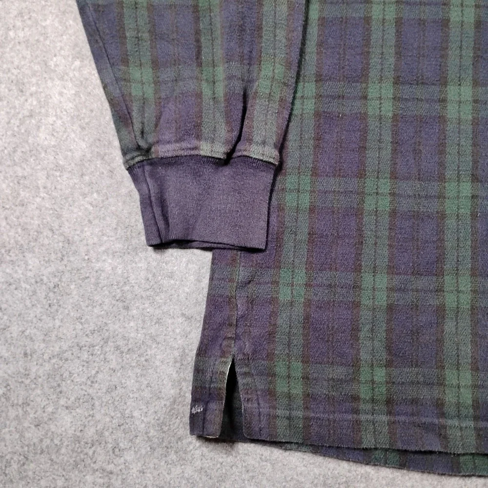Vintage Polo Ralph Lauren Mens XL Black Watch Plaid Rugby Shirt Long Sleeve